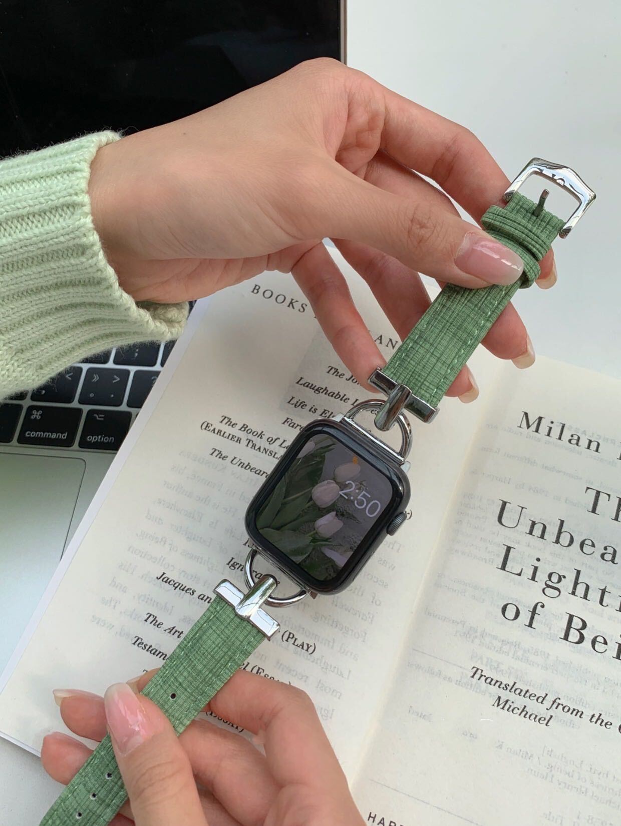 Light Color Leather Apple Watch Band ライトカラーレザーApple Watchバンド R01265
