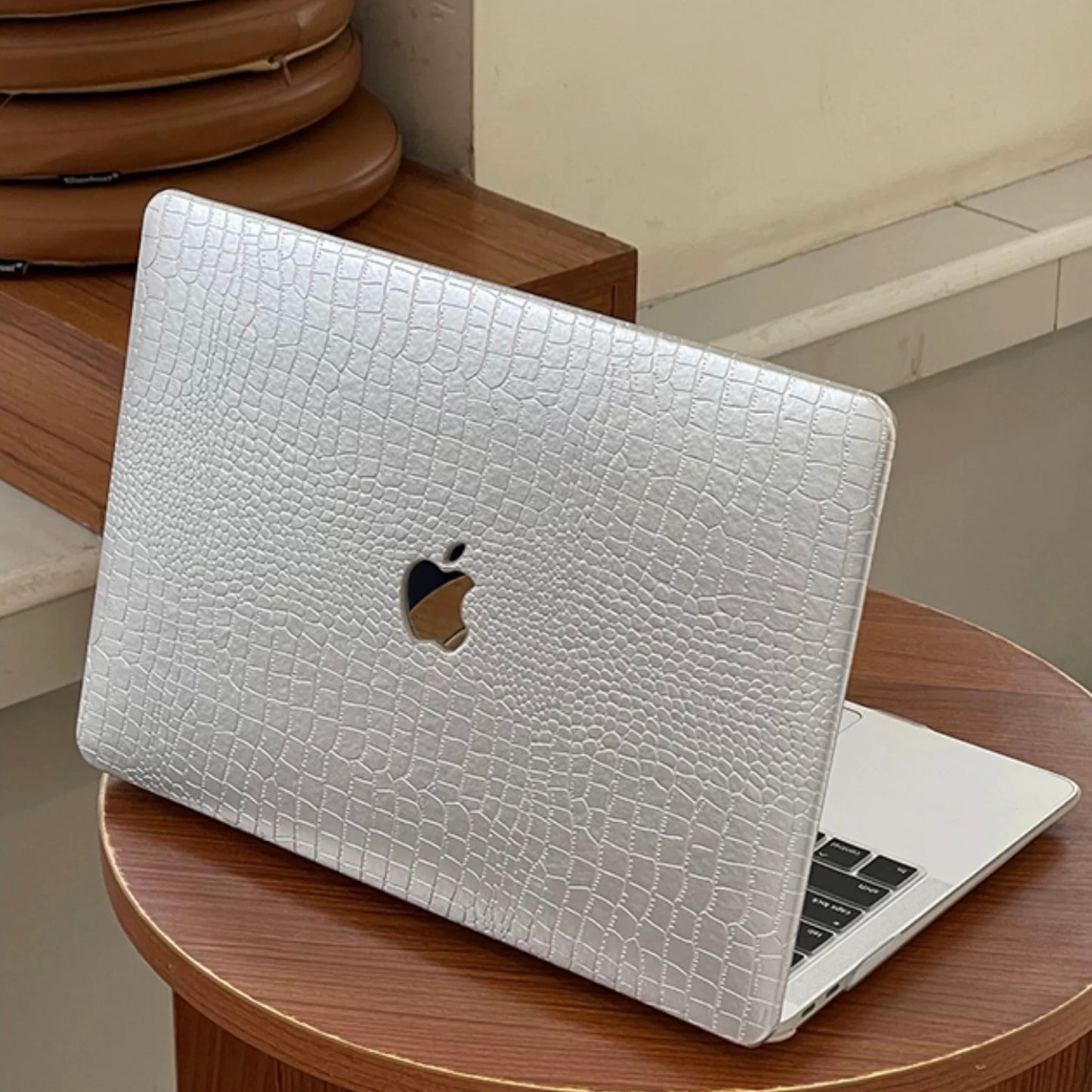 Silver Leather pattern Macbook Cover シルバーレザーMacBookカバー R02087