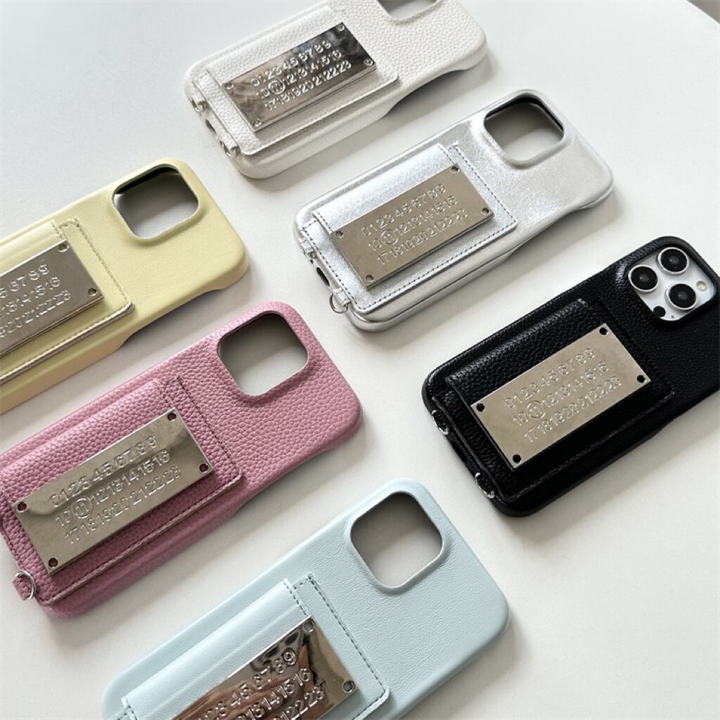Leather Shoulder iPhone case with Number Plate Card Holder レザーショルダースマホケースとナンバープレートカードホルダー R01427