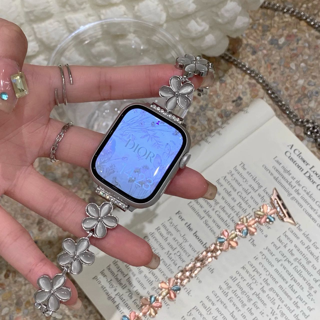 Flower Bracelet Apple Watch Band フラワーブレスレットAppleWatchバンド R02046