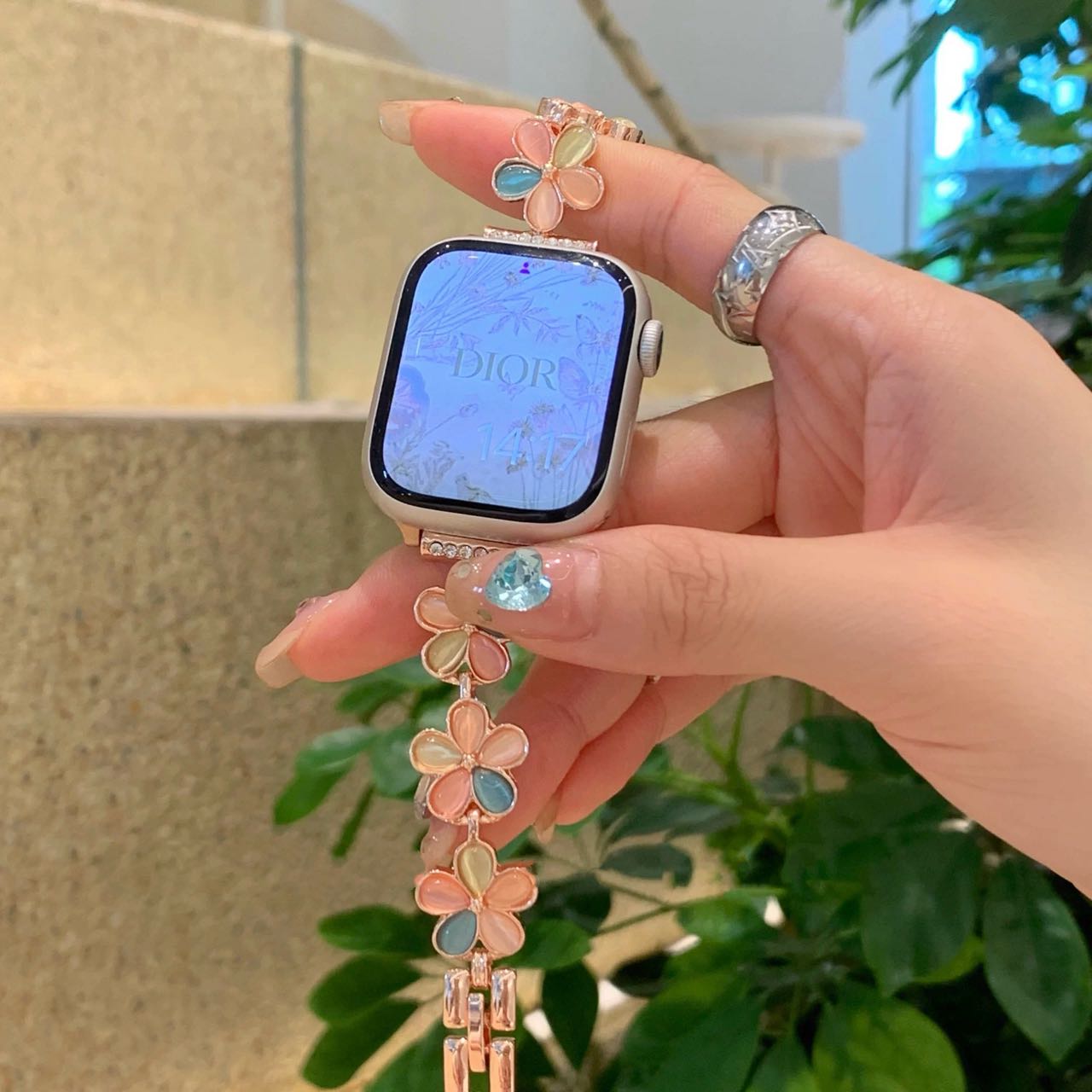 Flower Bracelet Apple Watch Band フラワーブレスレットAppleWatchバンド R02046