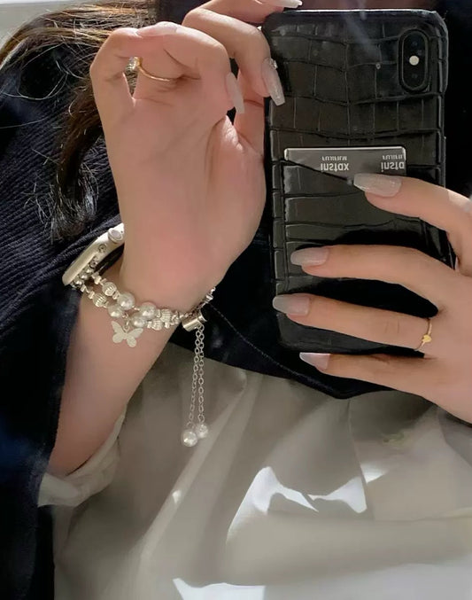Pearl Butterfly Bracelet Apple Watch Band　 パールバタフライブレスレット風AppleWatchバンド　R02103