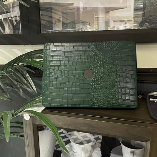 Classic Green Leather pattern Macbook Cover　クラシックグリーンレザーMacBookカバー　R02088