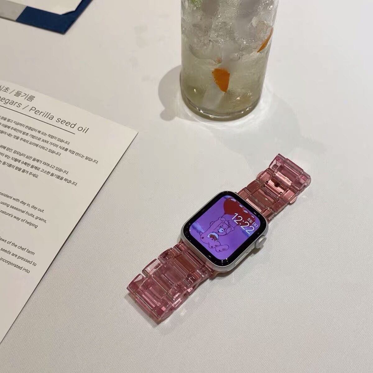 ピンククリア樹脂Apple Watch Band アップルウォッチバンド AWB0087