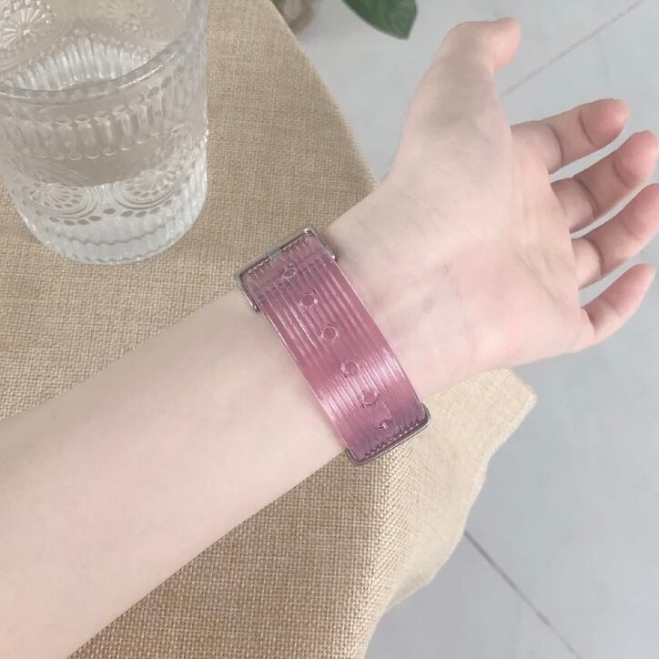 Purple Clear Sporty Casual Apple Watch Band パープルクリアスポーティーカジュアルアップルウォッチバンド AWB0055