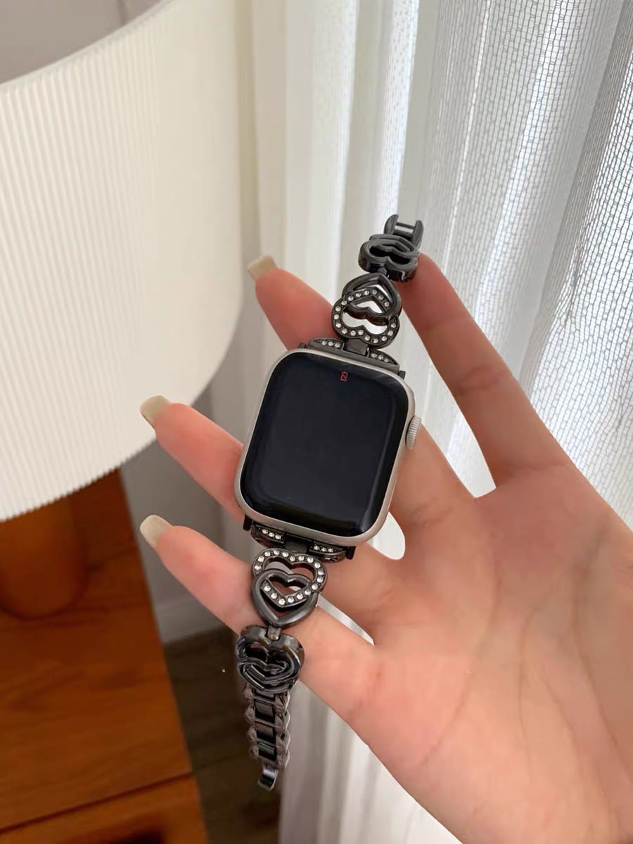 Shining Double Heart Apple Watch band　キラキラダブルハートApple Watchバンド　R01412