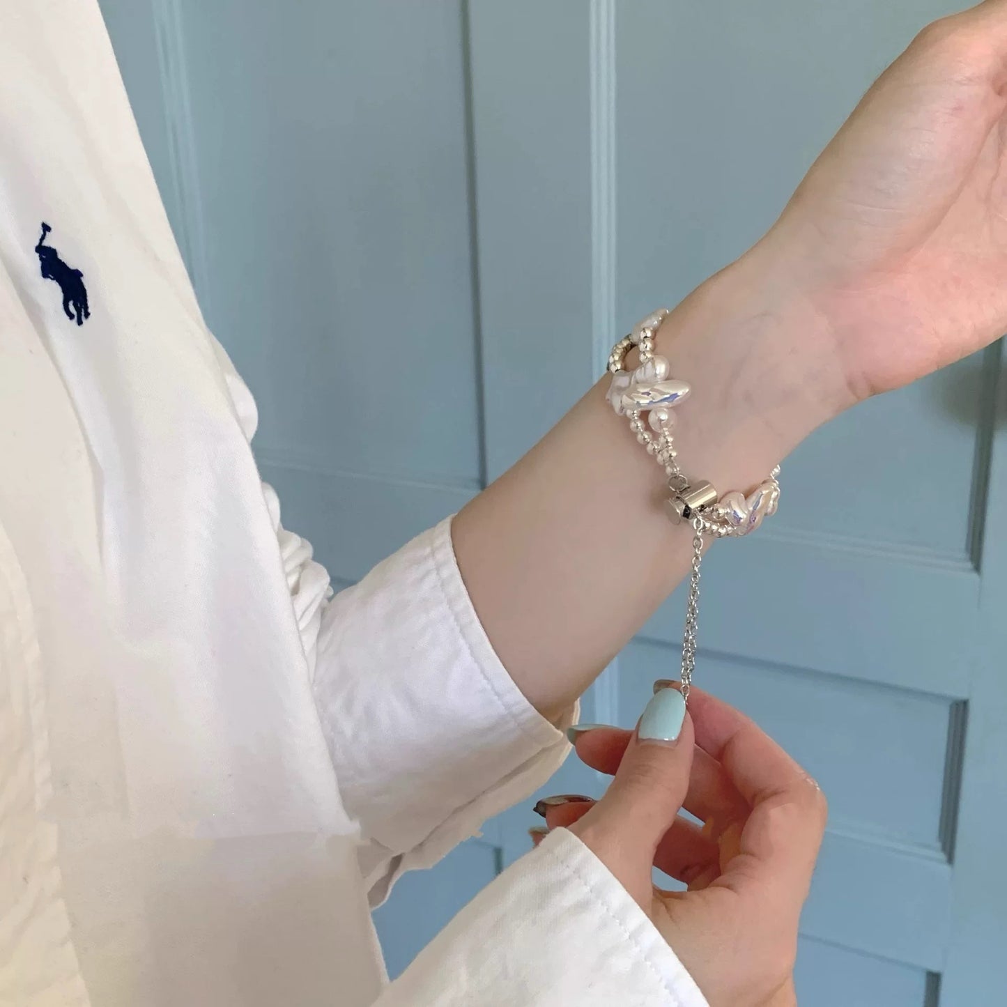 Star Pearl Bracelet Apple Watch Band　 スターパールブレスレット風AppleWatchバンド　R02100