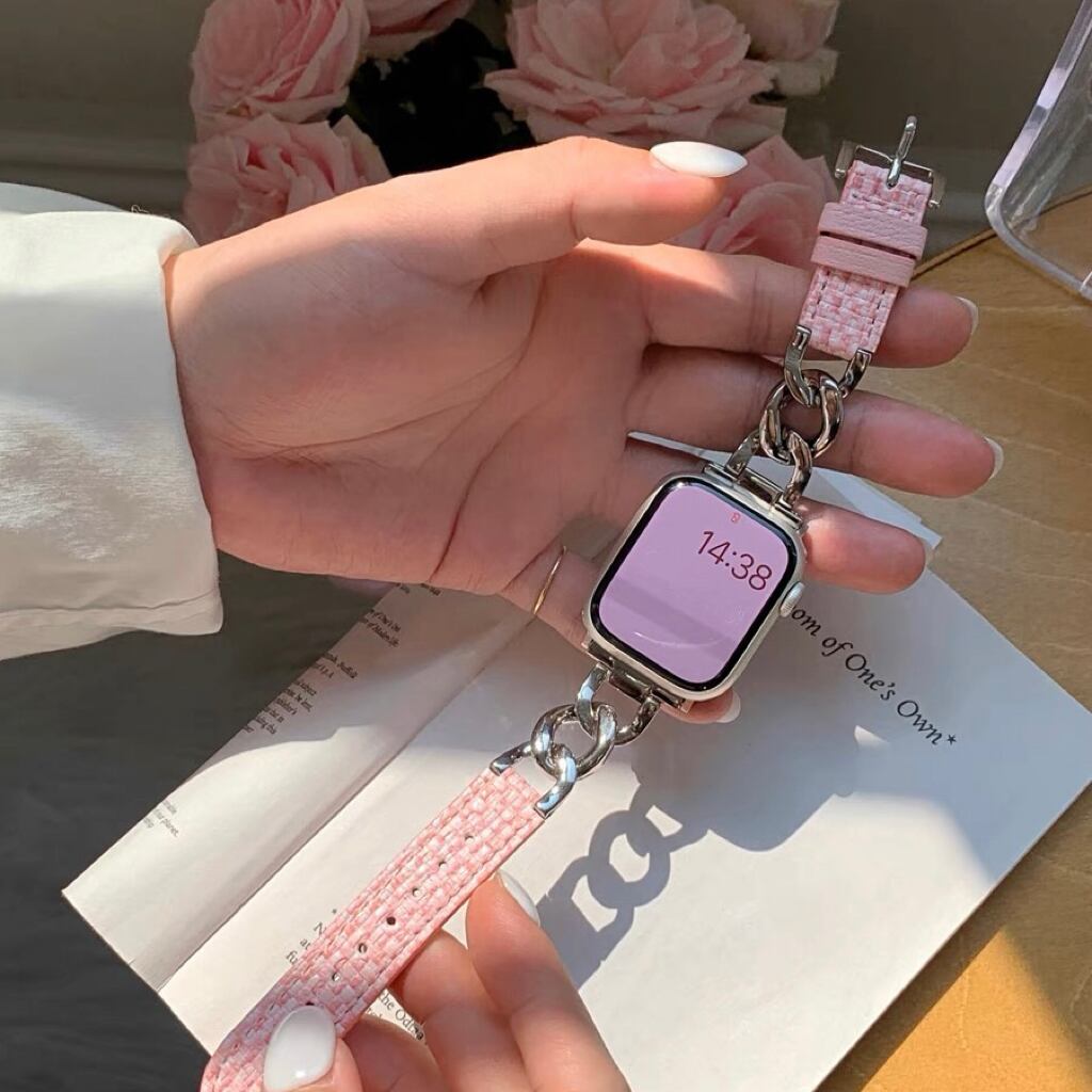 Tweed Leather & Chain Apple Watch Band ツイードレザー＆チェーンApple Watchバンド　R01368