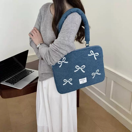 Ribbon Denim MacBook Bag　リボンデニムMacBookバッグ　R02029