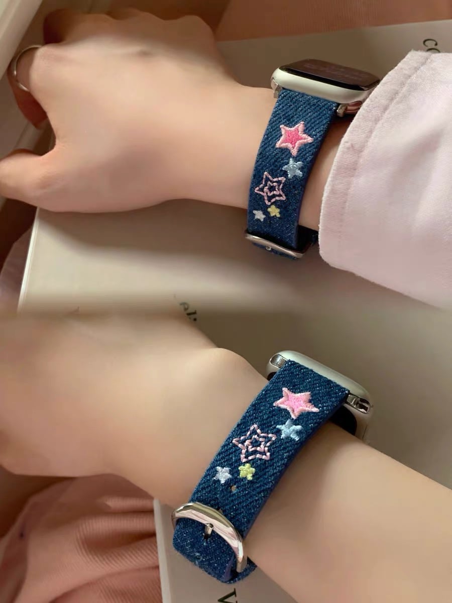 Cute Denim Apple Watch Band かわいいデニムApple Watch バンド　R01407