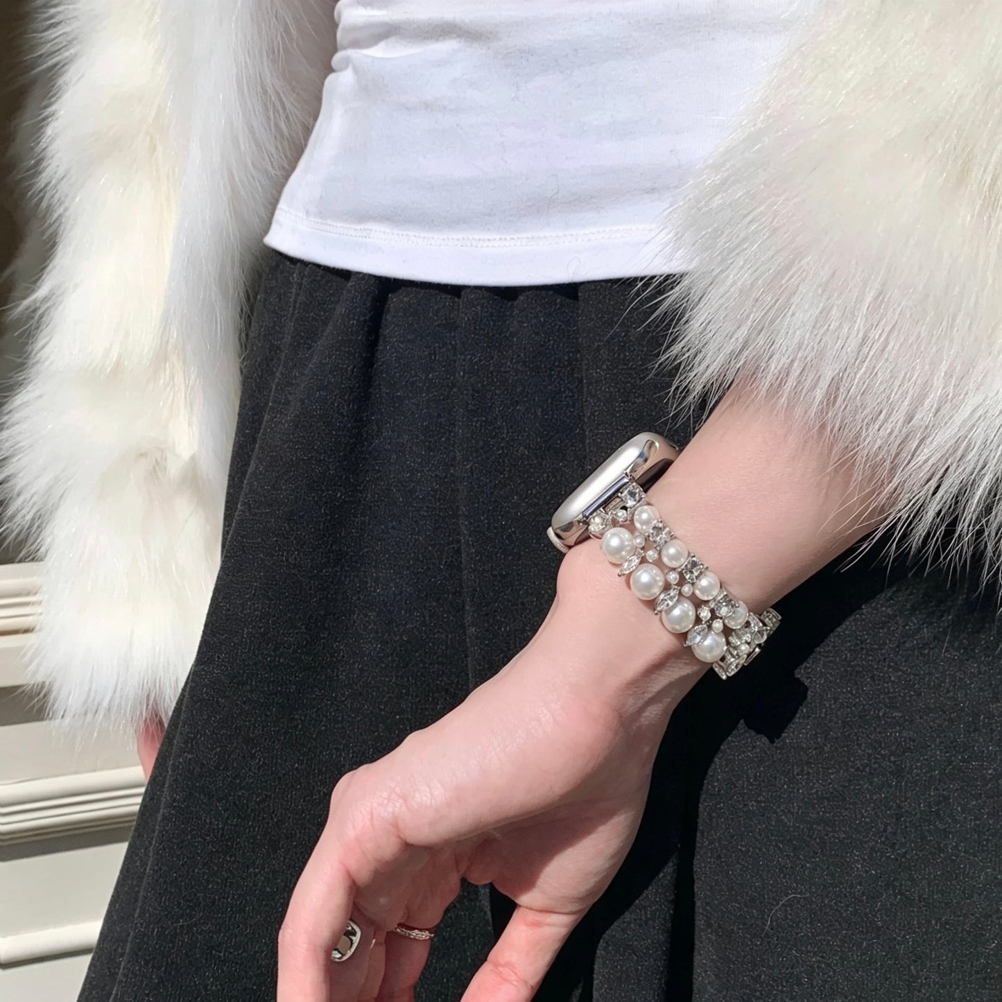 Pearl＆ Shining Bracelet Apple Watch Band　 パール＆キラキラブレスレット風AppleWatchバンド　R02150