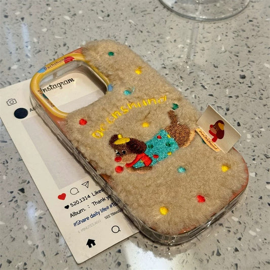 Cute Fluffy Puppy iPhone case かわいいモコモコワンちゃんスマホケース　R02010