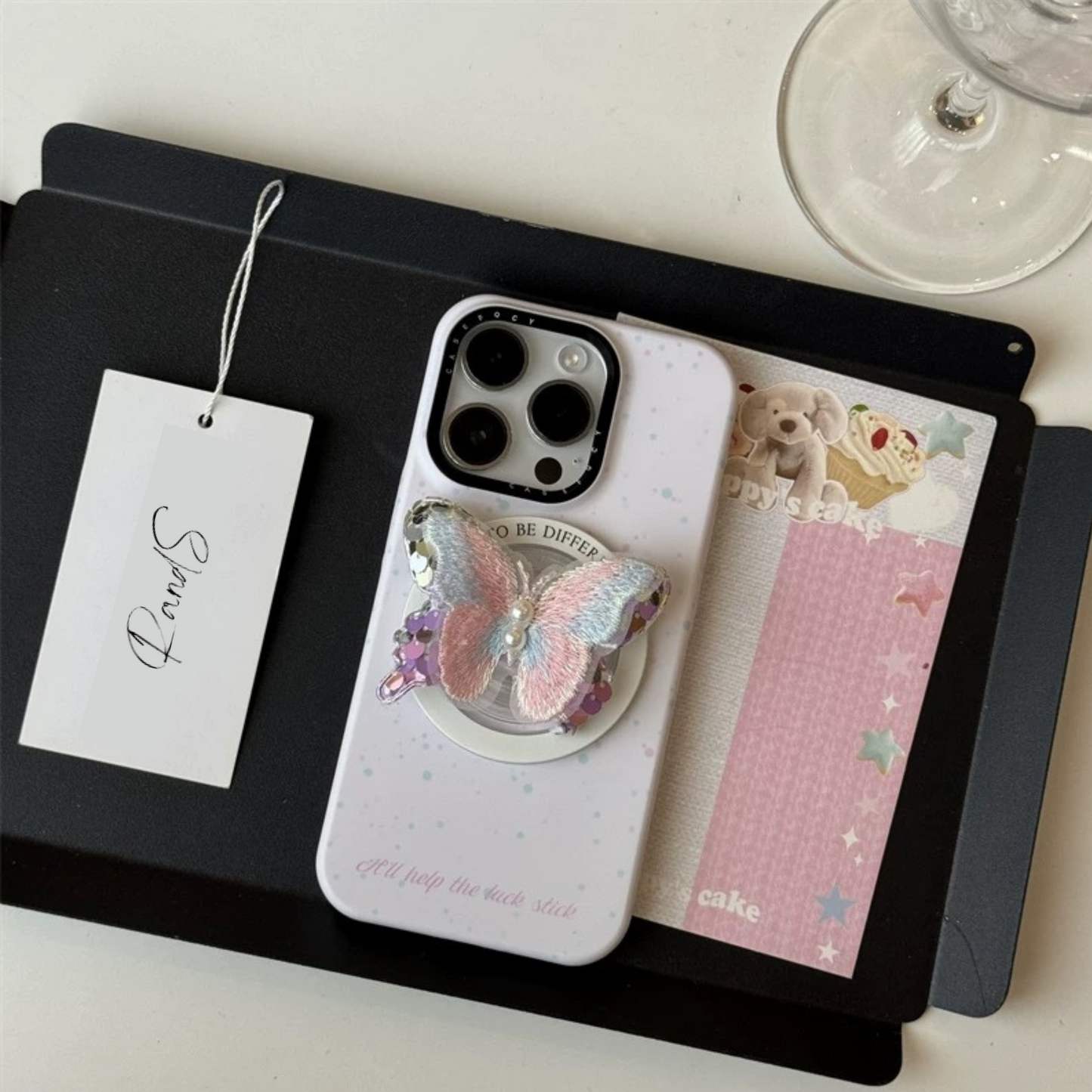 Bijou Butterfly MagSafe Stand iPhone case ビジューバタフライMagSafeスタンドスマホケース　R02000