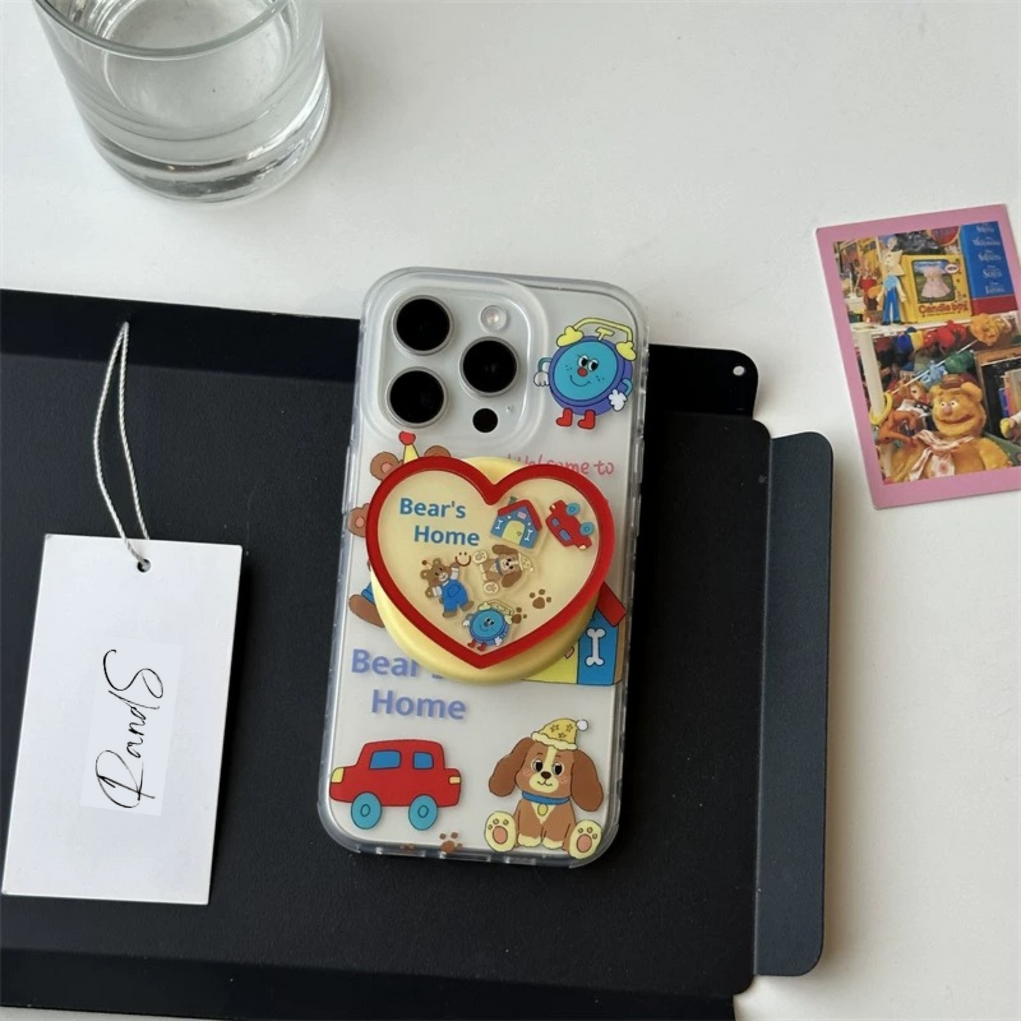 Heart Bear Stand iPhone case ハートクマさんスタンドスマホケース　R02009