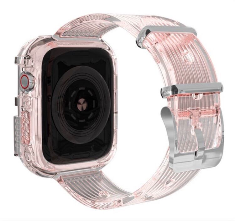 Pink Clear Sporty Casual Apple Watch Band ピンククリアスポーティーカジュアルアップルウォッチバンド AWB0054