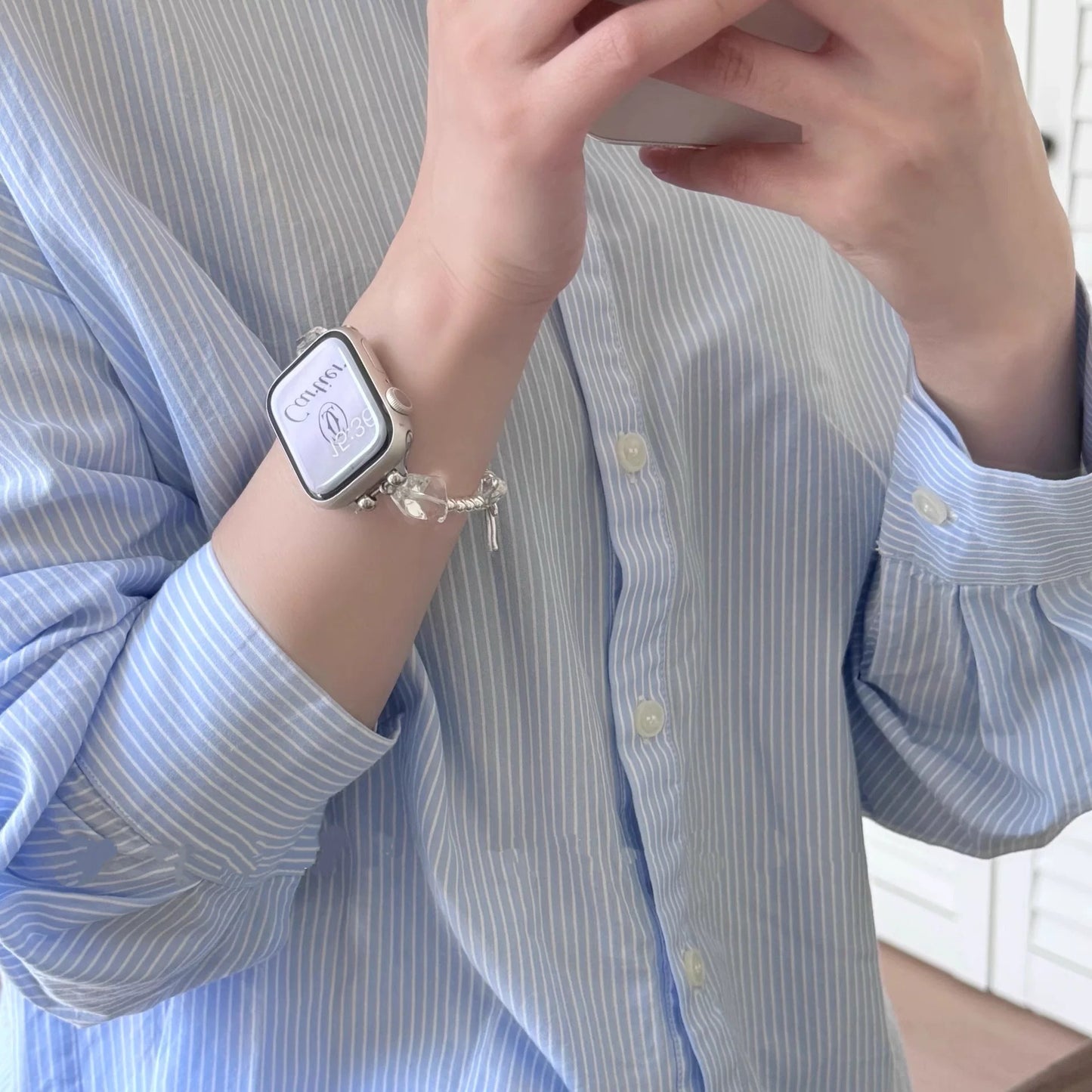 Crystal Ribbon Bracelet Apple Watch Band　 クリスタルリボンブレスレット風AppleWatchバンド　R02099