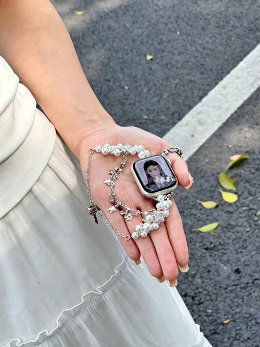 Pearl & Butterfly Bracelet Style Apple Watch Band　 パールとキラキラバタフライブレスレットスタイルAppleWatchバンド　R02158