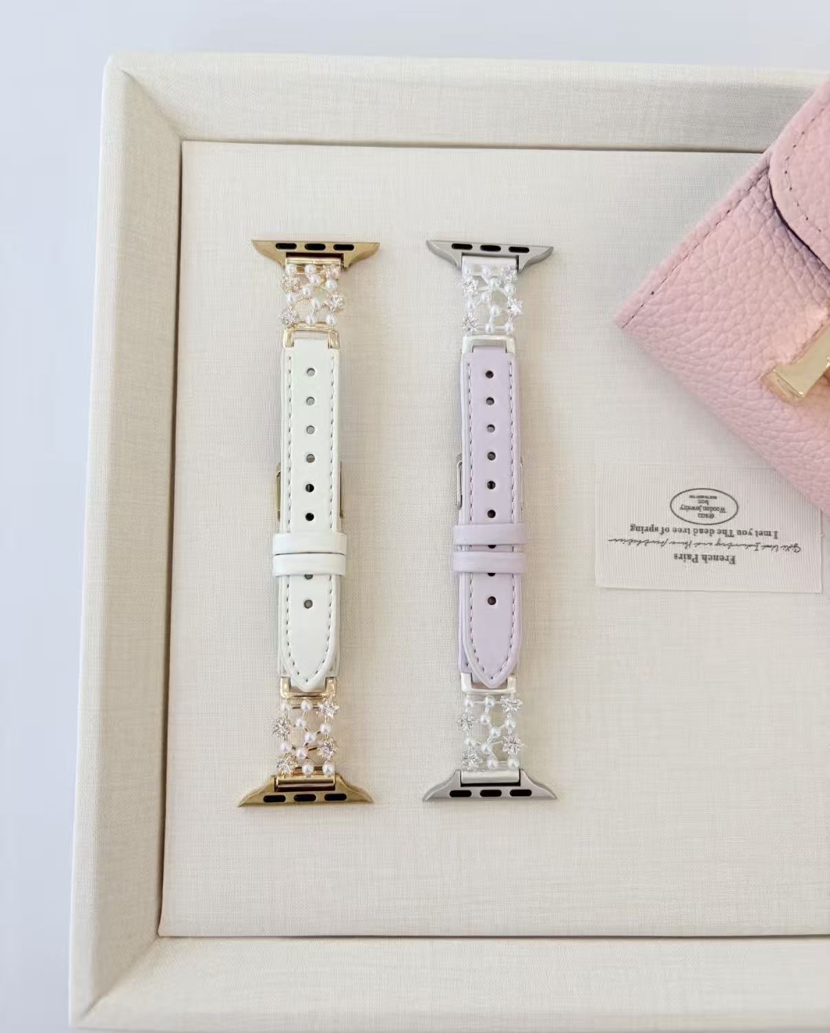 Star ＆Pearl Leather Style Apple Watch Band　 スター＆パールレザースタイルAppleWatchバンド　R02163