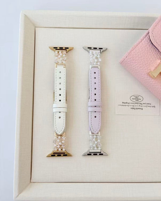 Star ＆Pearl Leather Style Apple Watch Band　 スター＆パールレザースタイルAppleWatchバンド　R02163