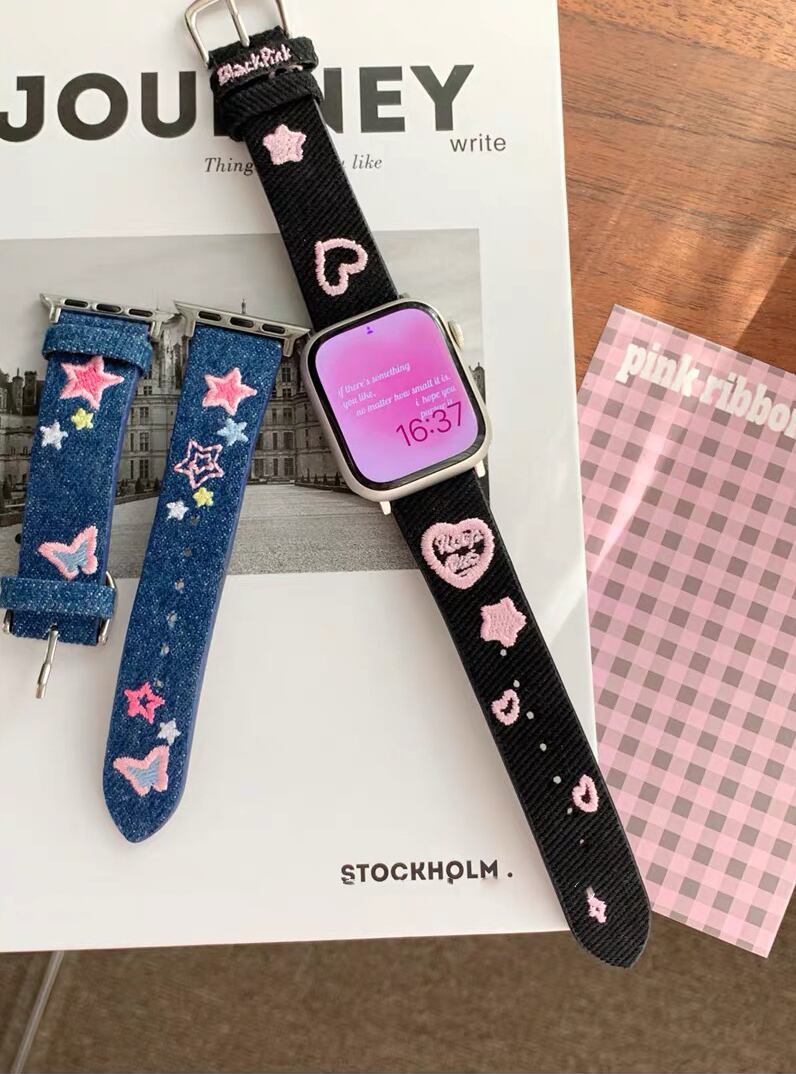 Cute Denim Apple Watch Band かわいいデニムApple Watch バンド　R01407