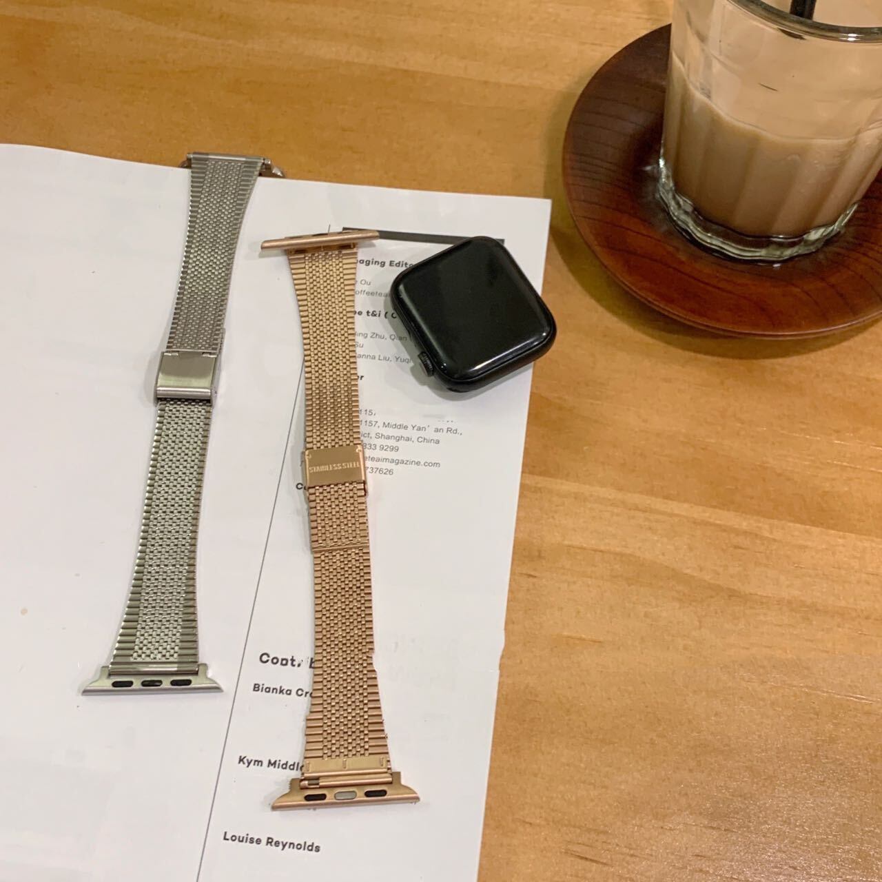 Simple Silver & RoseGold Apple Watch Band シンプルシルバー＆ローズゴールドApple Watchバンド　R01258