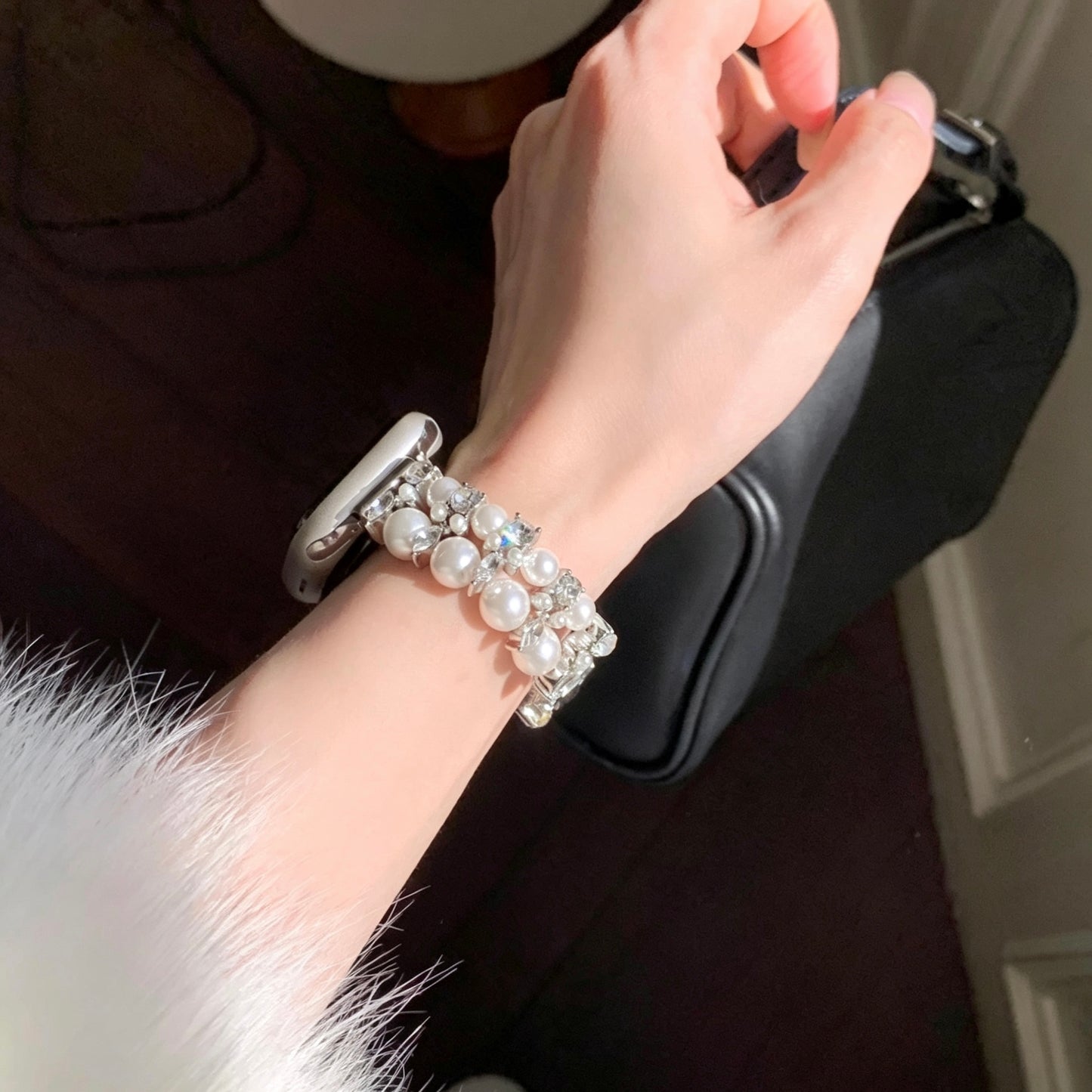 Pearl＆ Shining Bracelet Apple Watch Band　 パール＆キラキラブレスレット風AppleWatchバンド　R02150