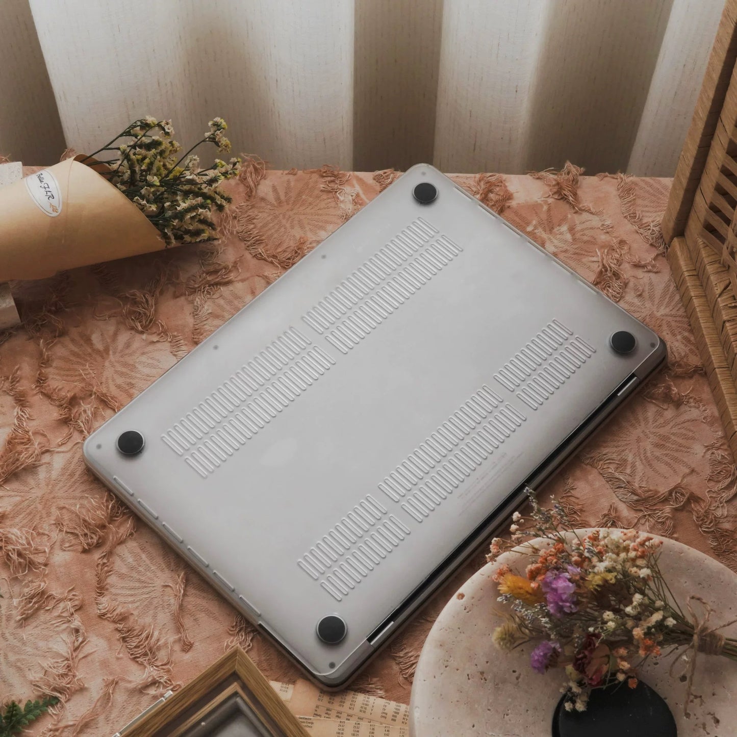 Deep Purple 3D Flower print MacBook Cover　深紫立体花柄MacBookカバー　R02018