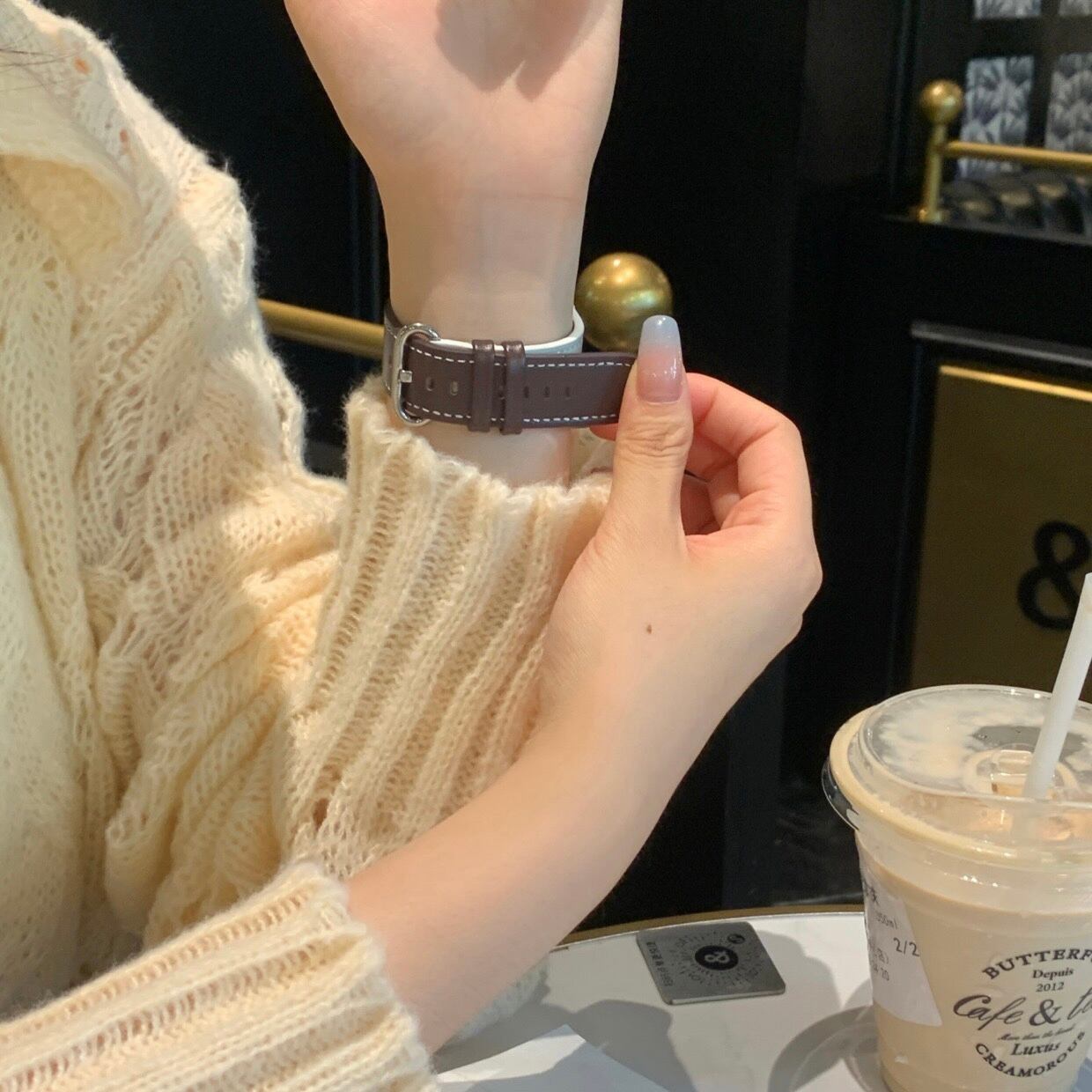 Double Color Leather Apple Watch Band ダブルカラーレザーアップルウォッチバンド　R01277