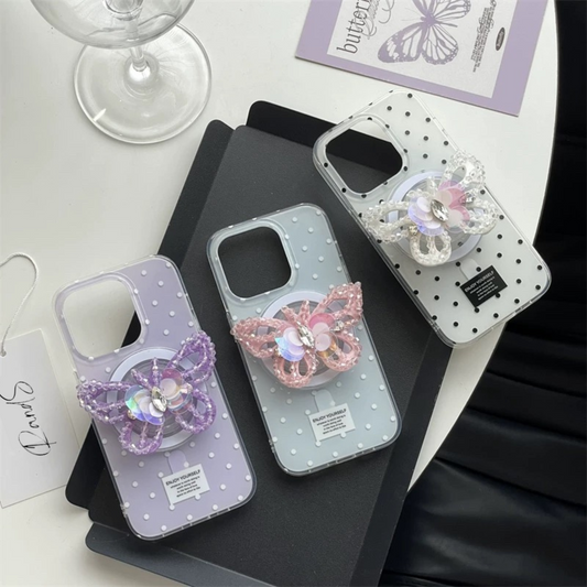 Bijou Butterfly MagSafe Stand iPhone case ビジューバタフライMagSafeスタンドスマホケース　R02002