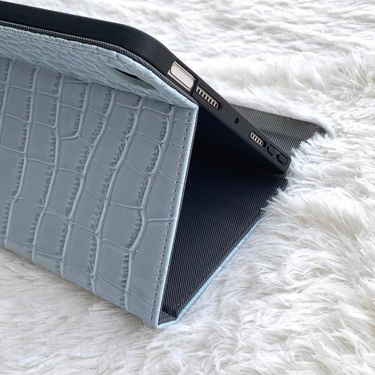 Blue Leather iPad case ブルーレザーiPadケース　R01268