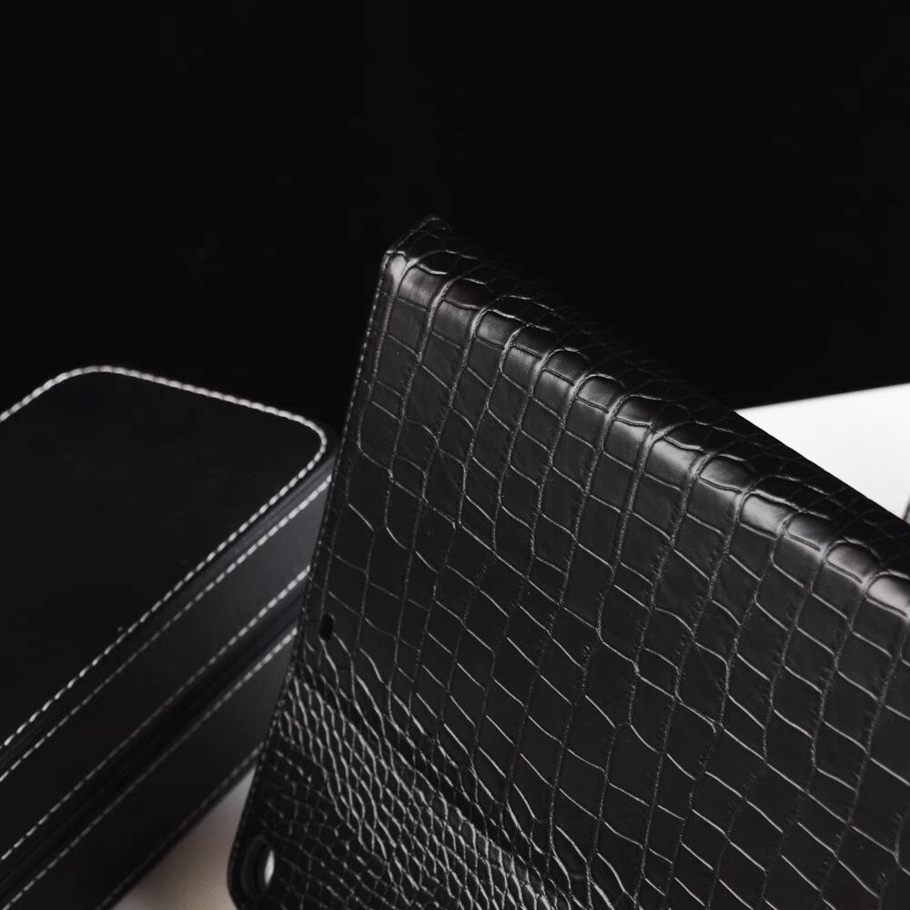 Black Leather iPad case ブラックレザーiPadケース　R01282