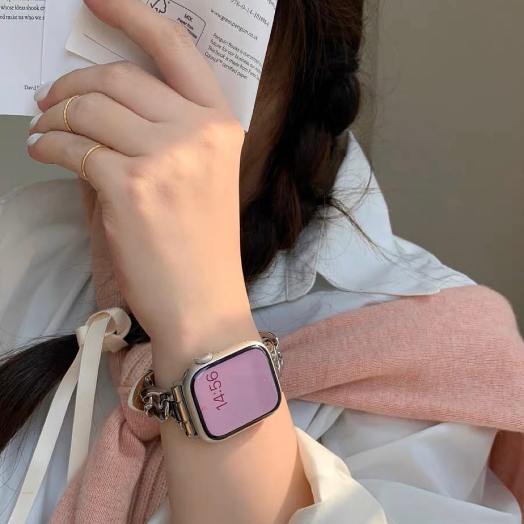Tweed Leather & Chain Apple Watch Band ツイードレザー＆チェーンApple Watchバンド　R01368