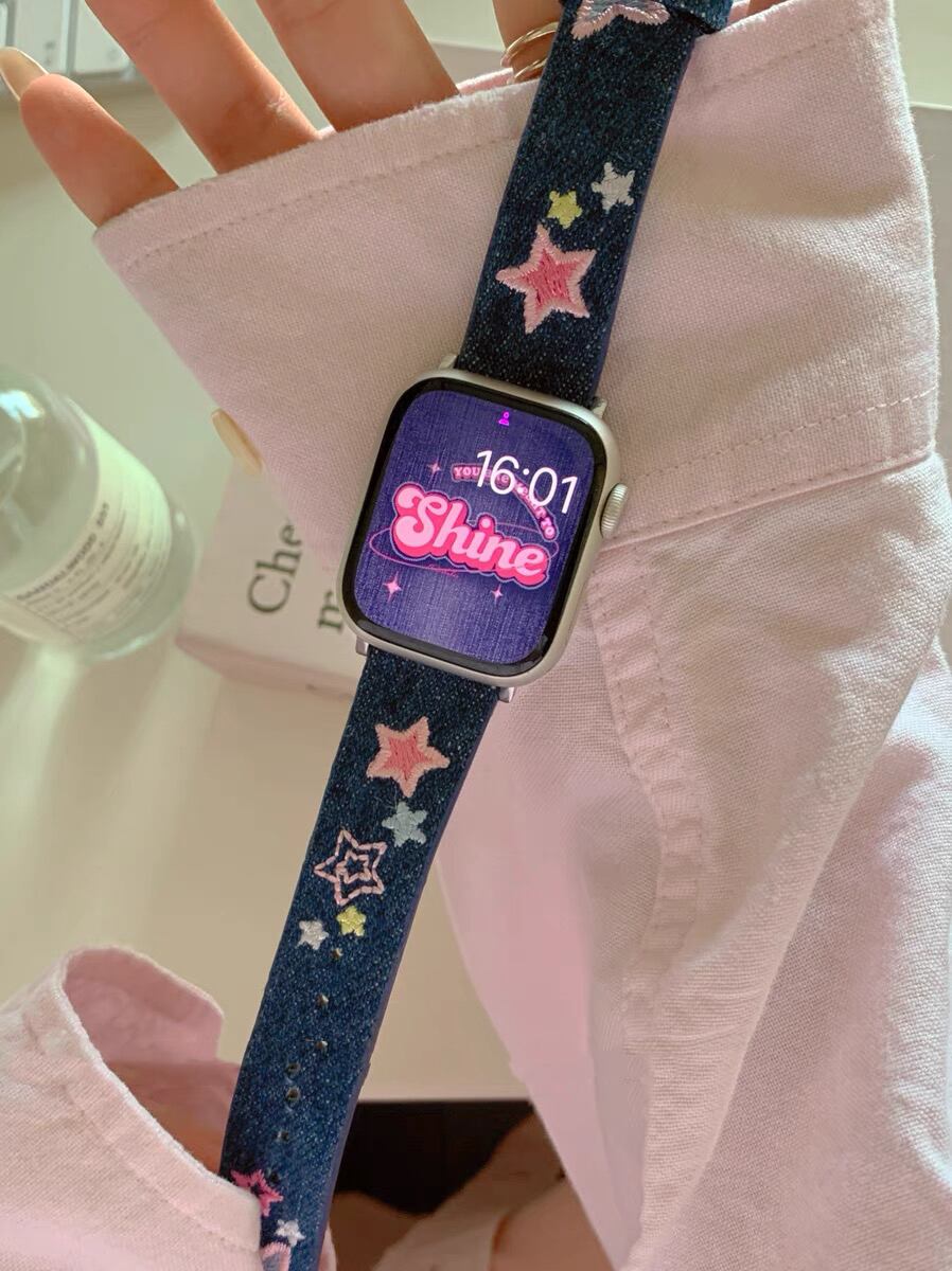 Cute Denim Apple Watch Band かわいいデニムApple Watch バンド　R01407