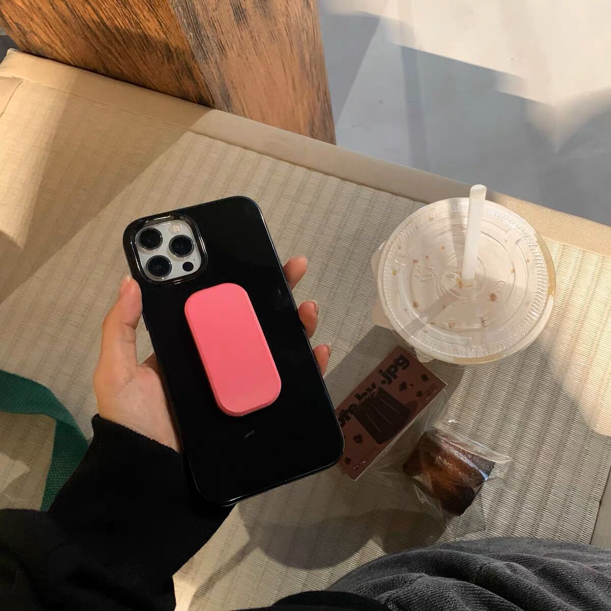 Black Pink iPhone case with Stand ブラックピンクiPhoneケース　R01294