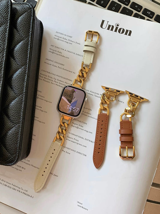 Leather and Chain Apple Watch Band　 レザーとチェーンAppleWatchバンド　R02045