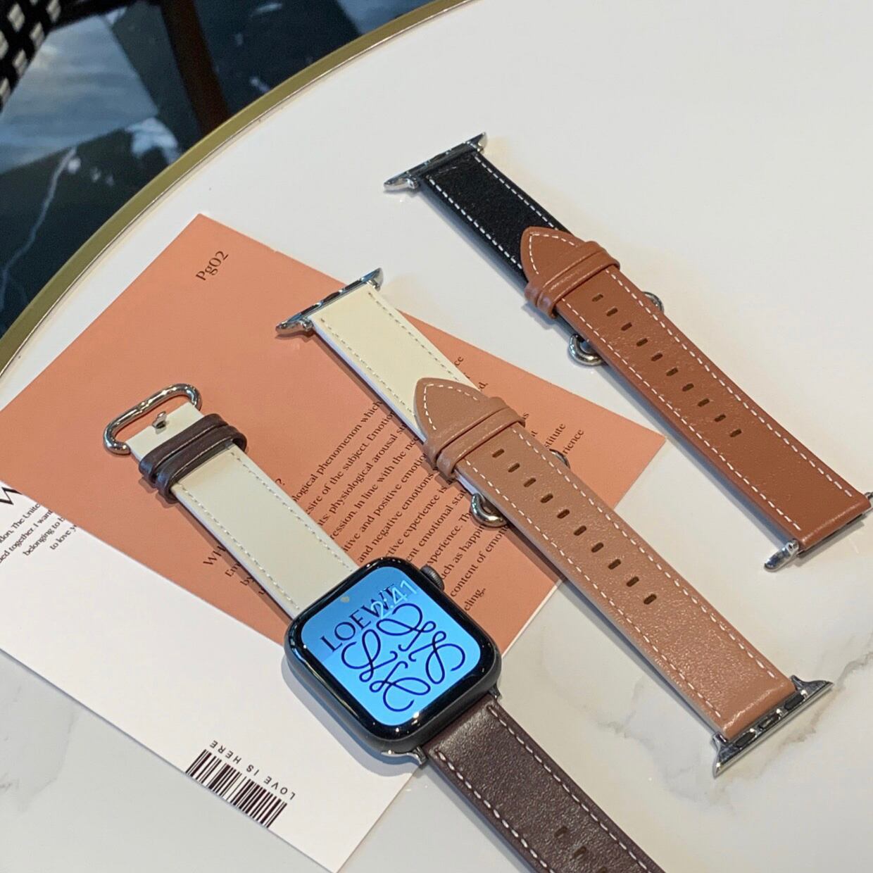 Double Color Leather Apple Watch Band ダブルカラーレザーアップルウォッチバンド　R01277