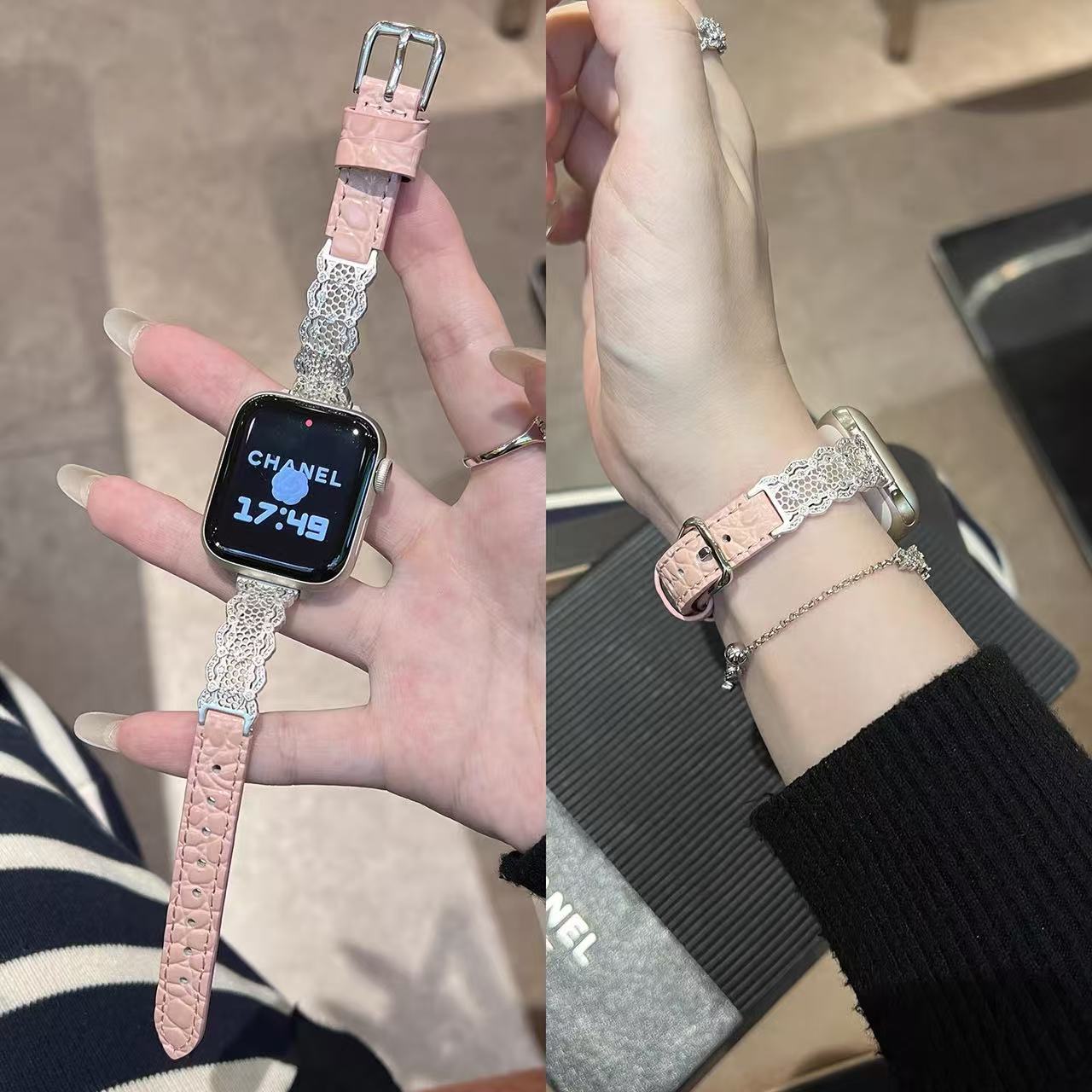 Lace & Leather Style Apple Watch Band　 レースとレザースタイルAppleWatchバンド　R02161