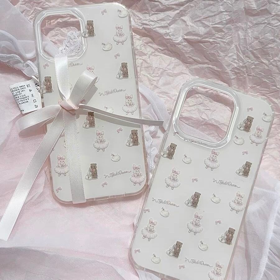 Cute Rabbit and Bear iPhone Case かわいいウサギとクマiPhoneケース　R01394