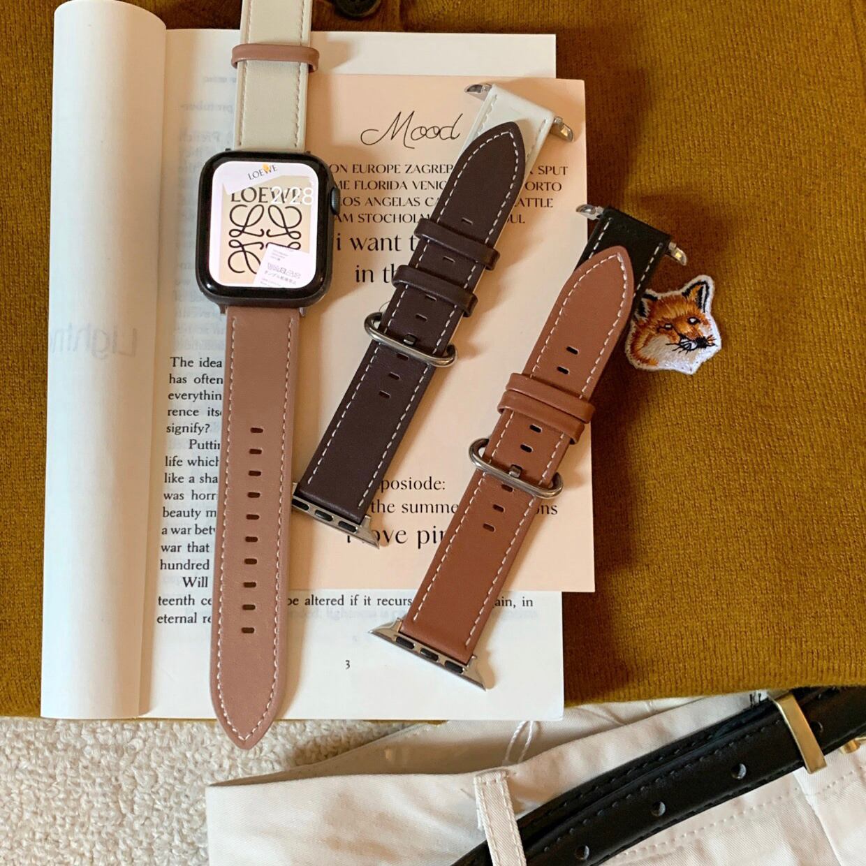 Double Color Leather Apple Watch Band ダブルカラーレザーアップルウォッチバンド　R01277