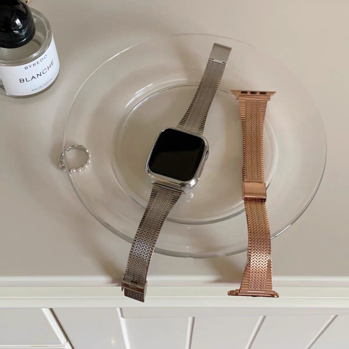 Simple Silver & RoseGold Apple Watch Band シンプルシルバー＆ローズゴールドApple Watchバンド　R01258