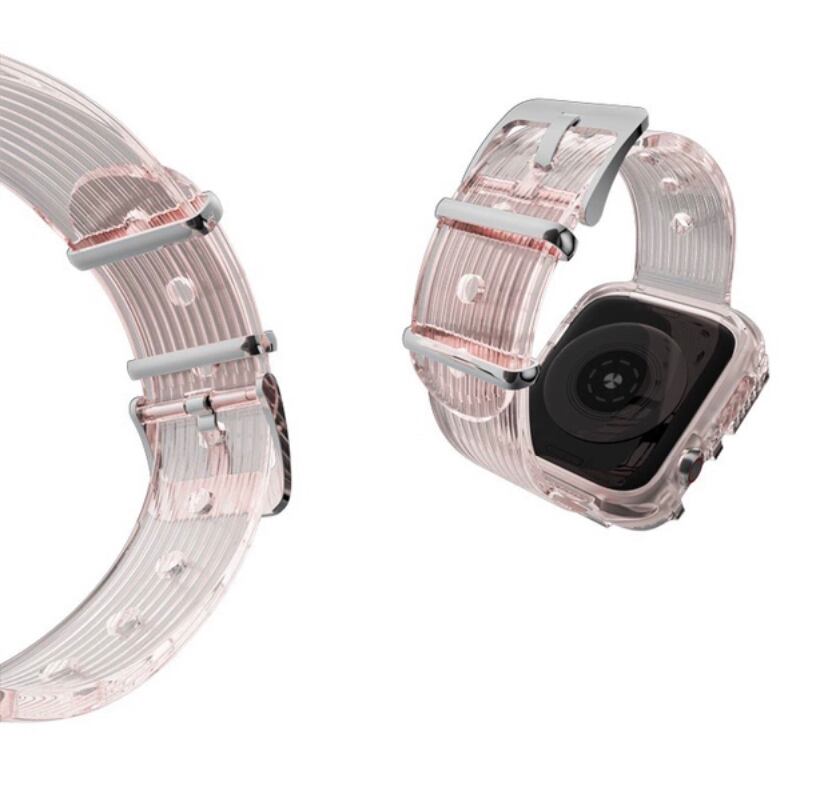 Pink Clear Sporty Casual Apple Watch Band ピンククリアスポーティーカジュアルアップルウォッチバンド AWB0054