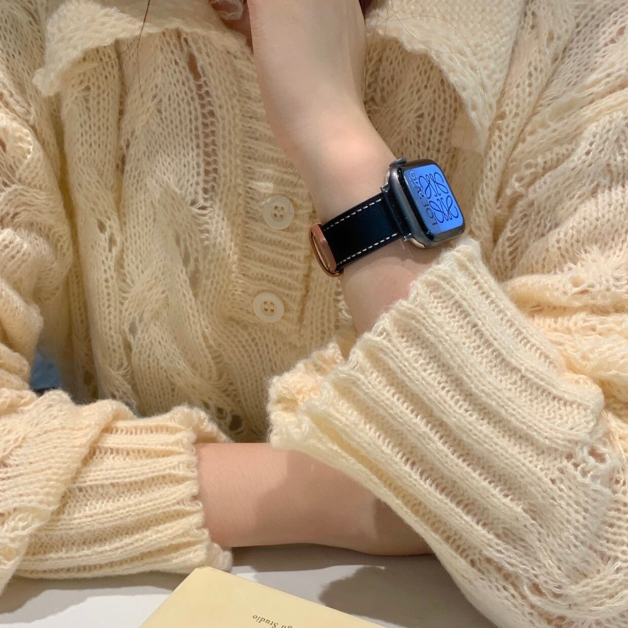 Double Color Leather Apple Watch Band ダブルカラーレザーアップルウォッチバンド　R01277