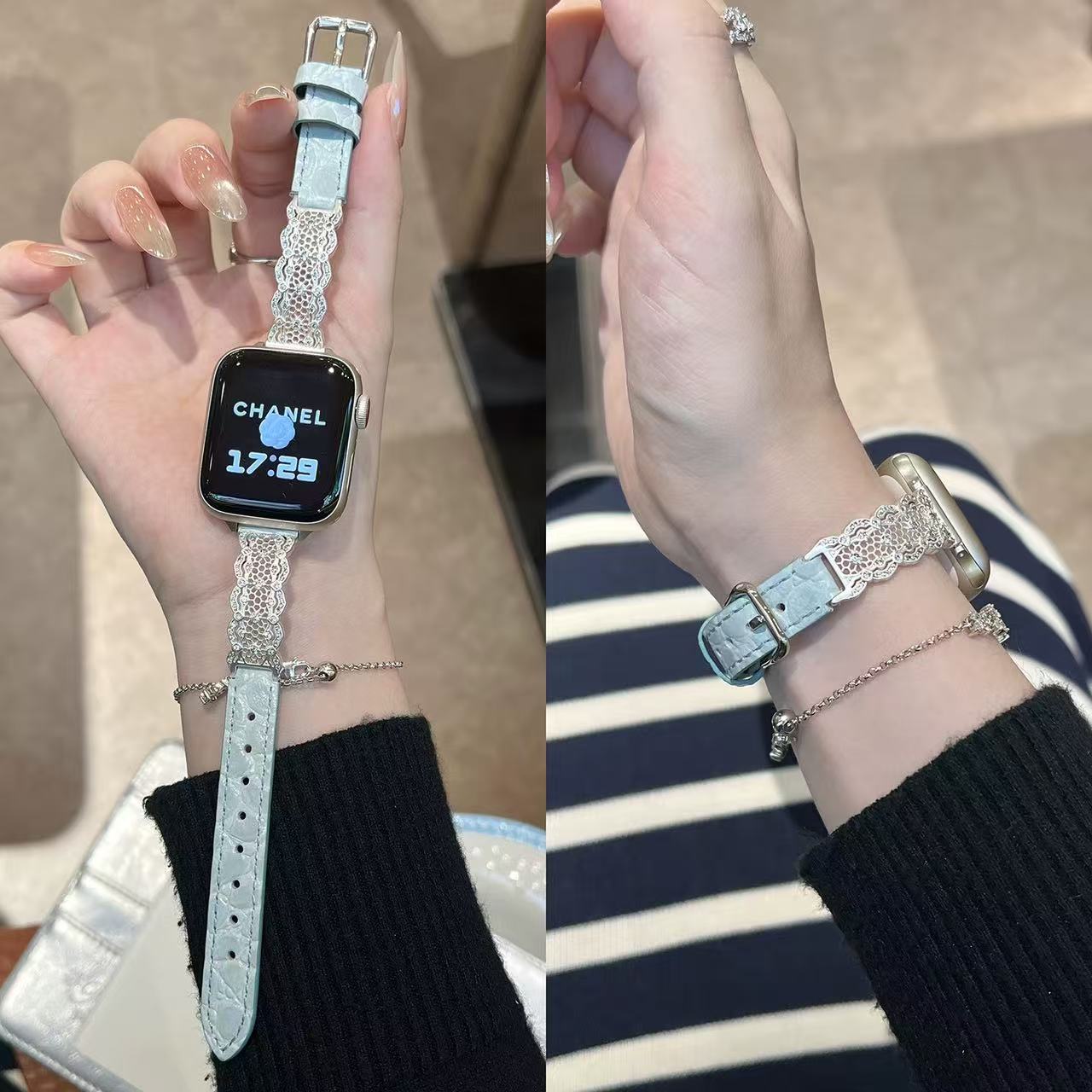 Lace & Leather Style Apple Watch Band　 レースとレザースタイルAppleWatchバンド　R02161