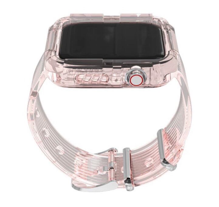 Pink Clear Sporty Casual Apple Watch Band ピンククリアスポーティーカジュアルアップルウォッチバンド AWB0054