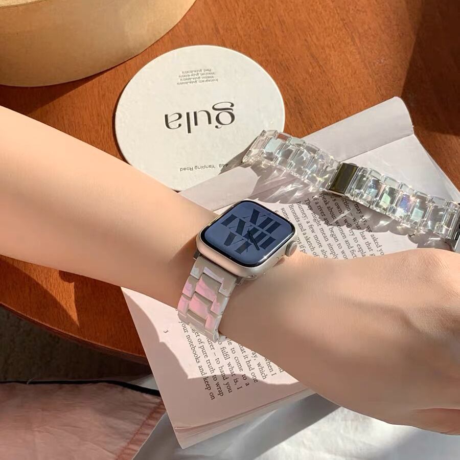 Clear Aurora & White Apple Watch Band クリアオーロラ＆ホワイトApple Watchバンド　R01369