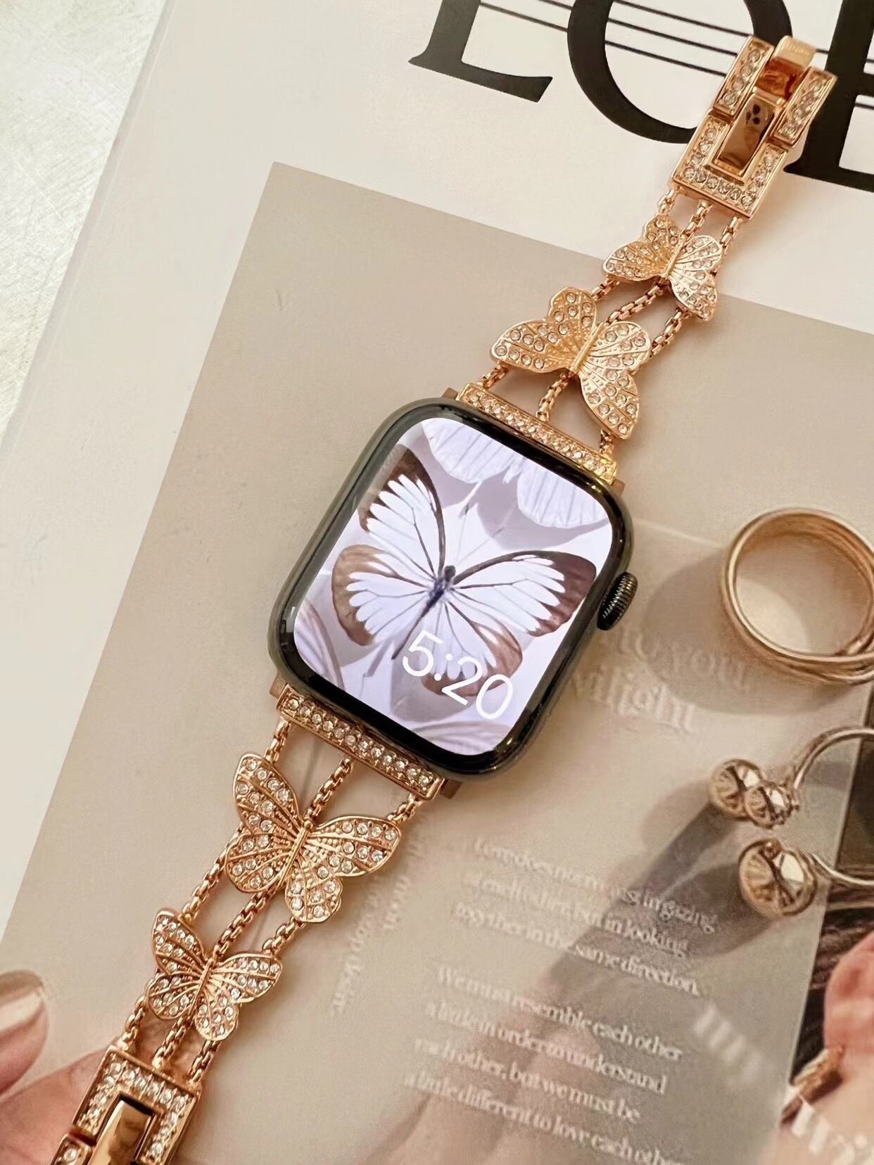 Shining Butterfly Apple Watch Band キラキラバタフライApple Watchバンド　R01256