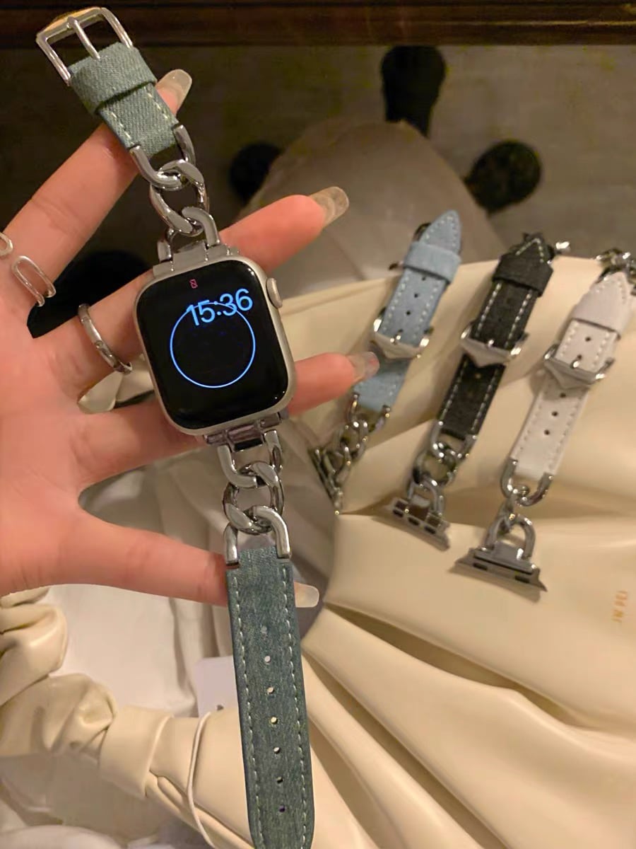 Leather & Chain Apple Watch Band レザーとチェーンのApple Watch バンド　R01401