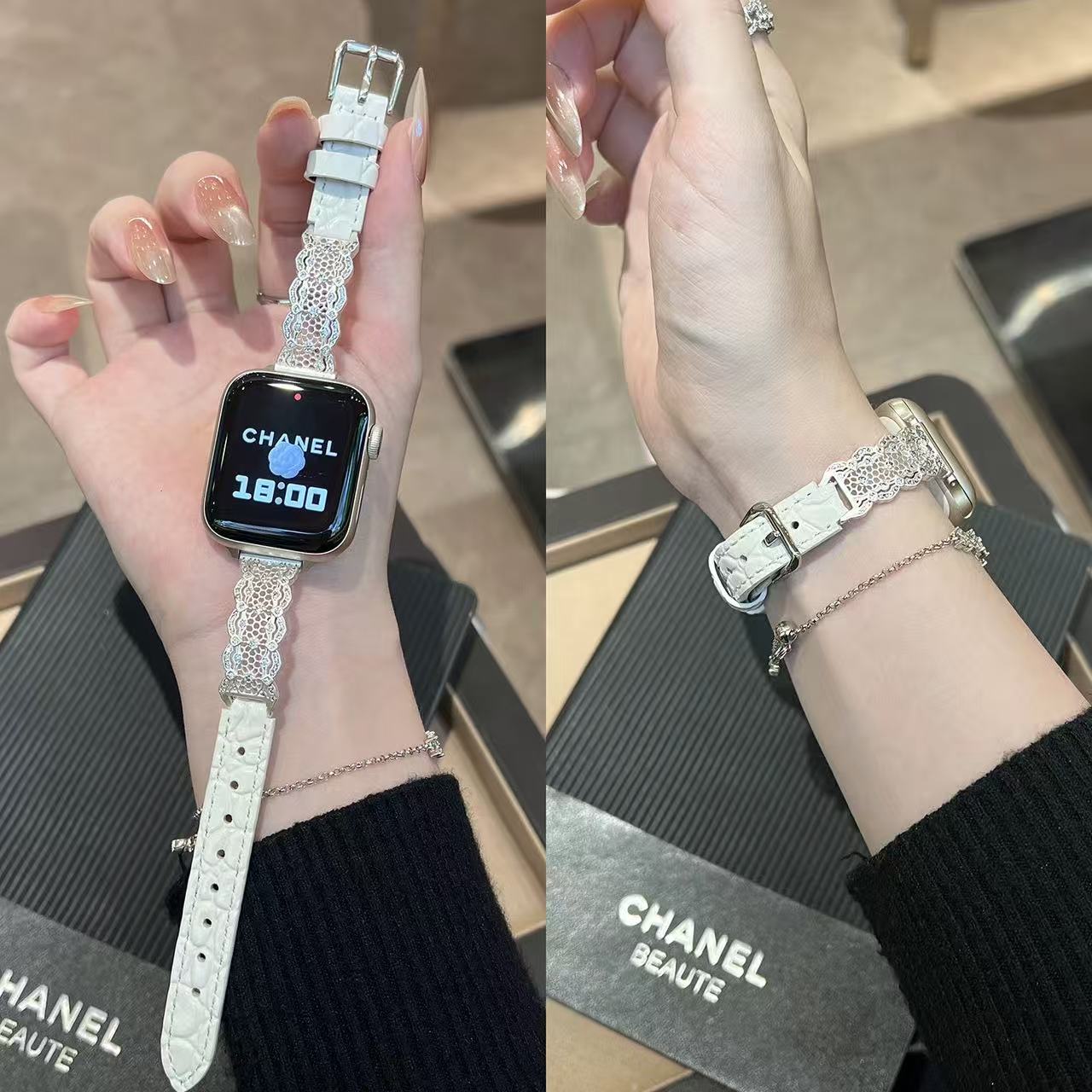 Lace & Leather Style Apple Watch Band　 レースとレザースタイルAppleWatchバンド　R02161