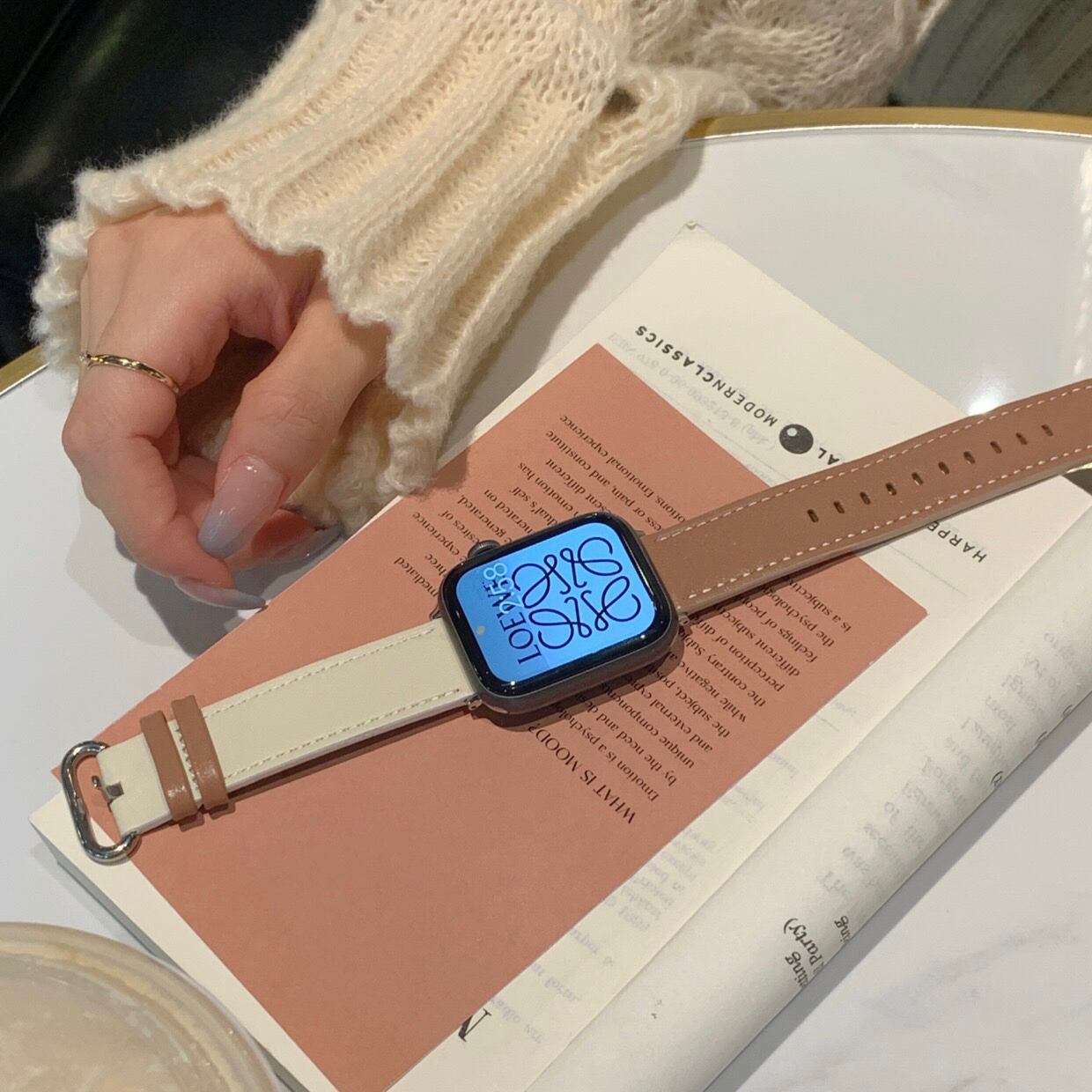 Double Color Leather Apple Watch Band ダブルカラーレザーアップルウォッチバンド　R01277