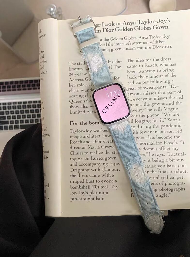 Denim & Elaborate lace Apple Watch Band デニム＆レースのApple Watch バンド　R01403